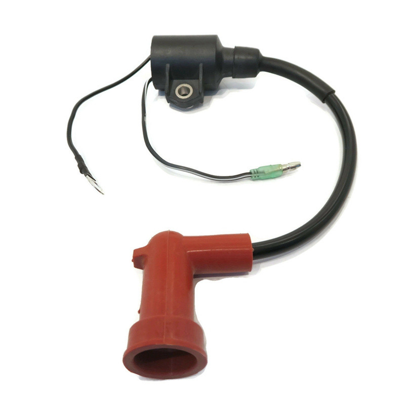 Spark Plug - 船外機イグニッションコイルアッシー 63V-85570-00-00 ヤマハ9.9HP 15HPボートエンジンCDIシステム用 高電圧コイルスパークプラグキャップ