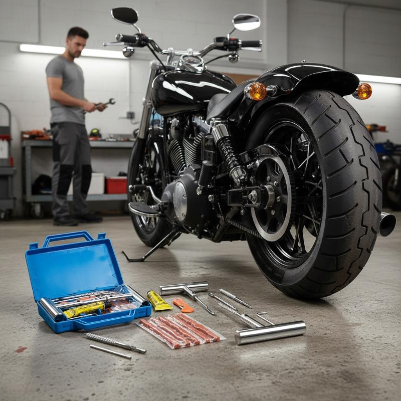 Car Repair Tools - 車用タイヤ修理キット、頑丈な緊急パンク修理ツールセット、収納ボックス付き、屋外ロードトリップ用