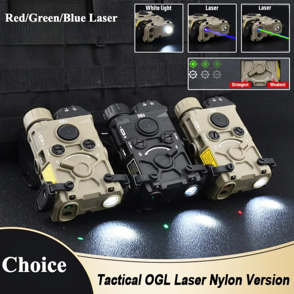 Timing Light Gun - 戦術用OGLナイロン製プラスチックLED懐中電灯、赤緑青レーザー指示器、ホワイトストロボ、スイッチ付きガンアクセサリー、20mmレール対応