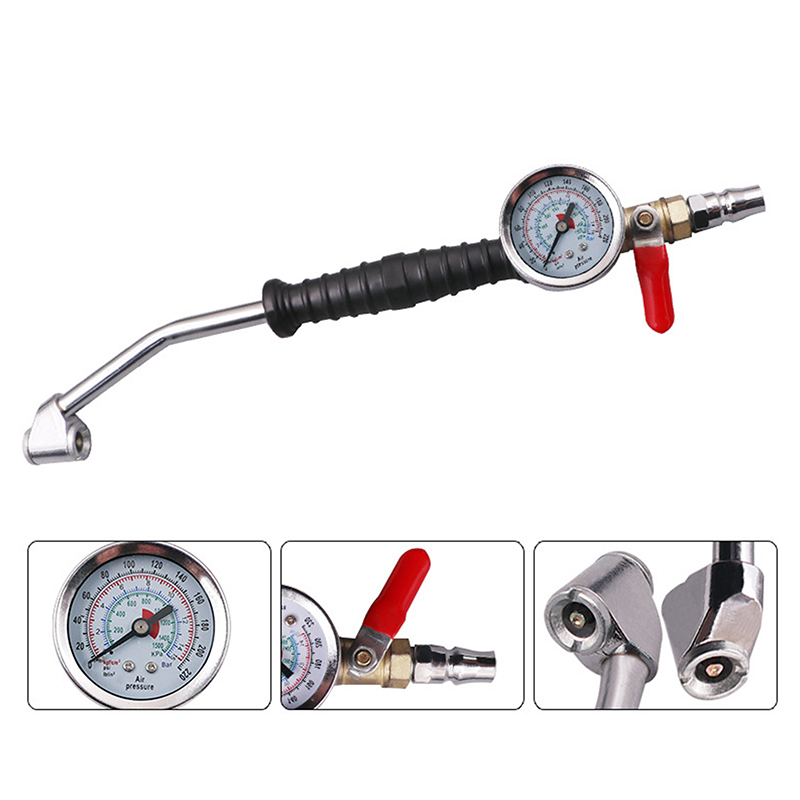 Car Repair Tools - タイヤ空気圧計付きタイヤインフレーターロッド（車、トラック、車両用）タイヤ修理ツール 0-15Bar/220Psi ユニバーサル