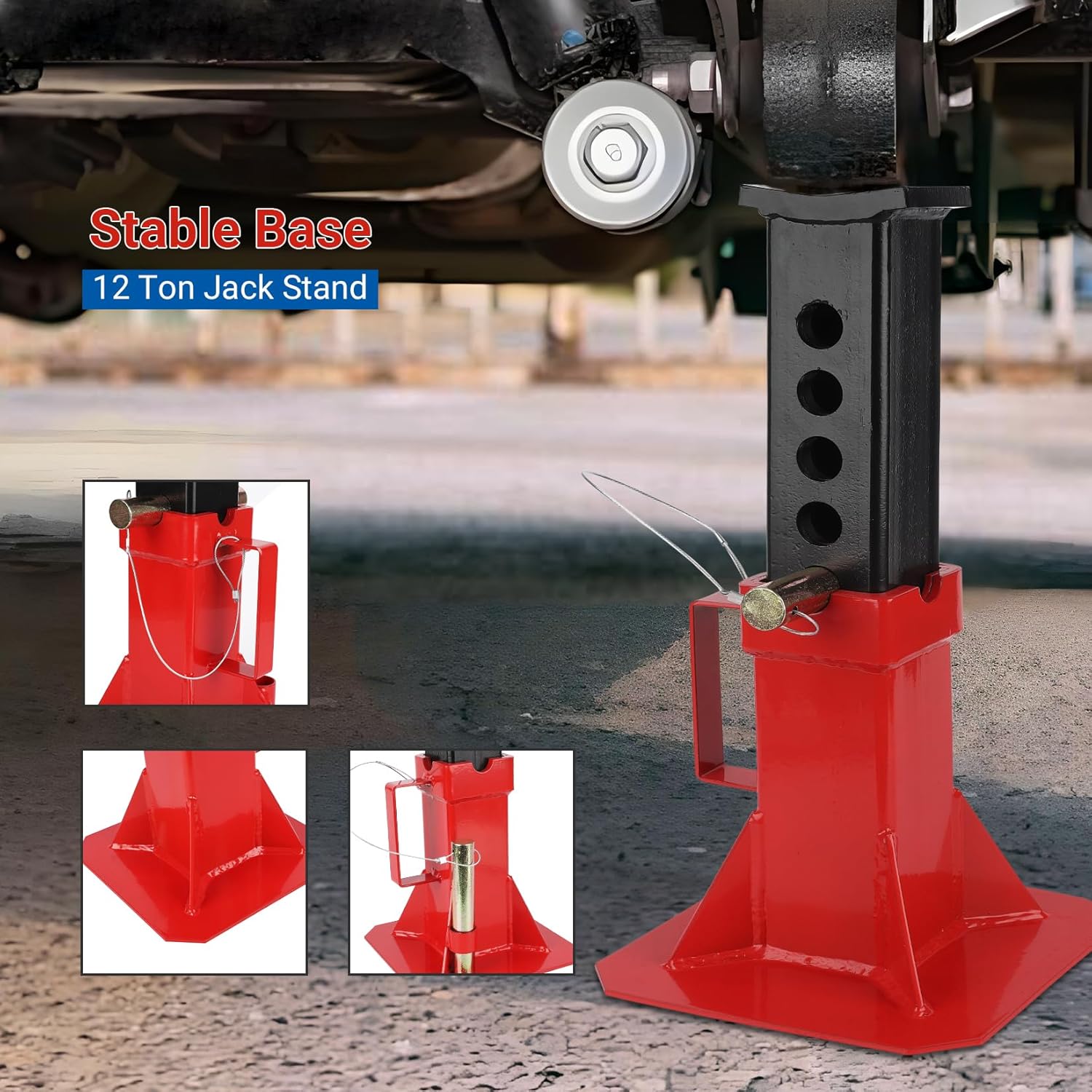 車載ジャッキスタンド スチール製 12トン耐荷重 レッド ヘ - Car Jack のレビューと価格